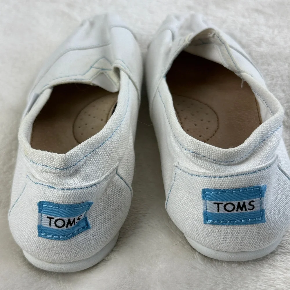 Toms Classic Alpargata Canvas Slip On Flat Shoe Women 8.5 White Comfy Minimalist